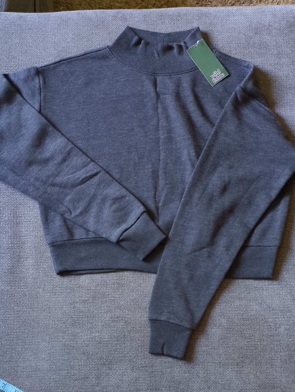 wild fable Charcoal Cropped Mock Neck Sweater